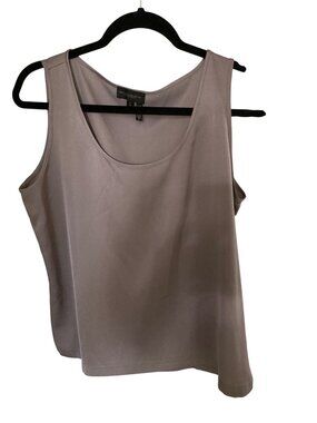 DONNA KARAN NEW YORK WOMENS SCOOP-NECK SATIN CAMIS LIMESTONE M NWT